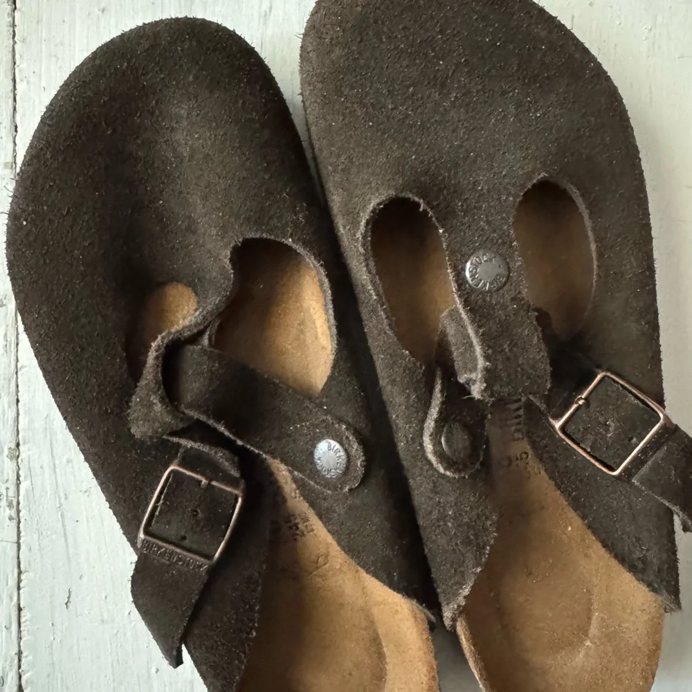 Birkenstock Black Suede Clogs with Buckle - Picture 2 of 7